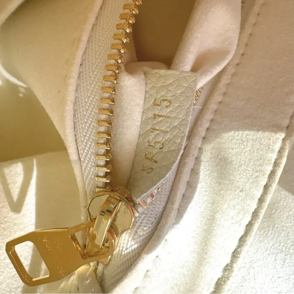 Louis Vuitton Monogram Empreinte Saint Germain PM Chain Flap Bag Dune Cream